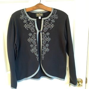 Bob Mackie Beaded Single Button Cardigan
